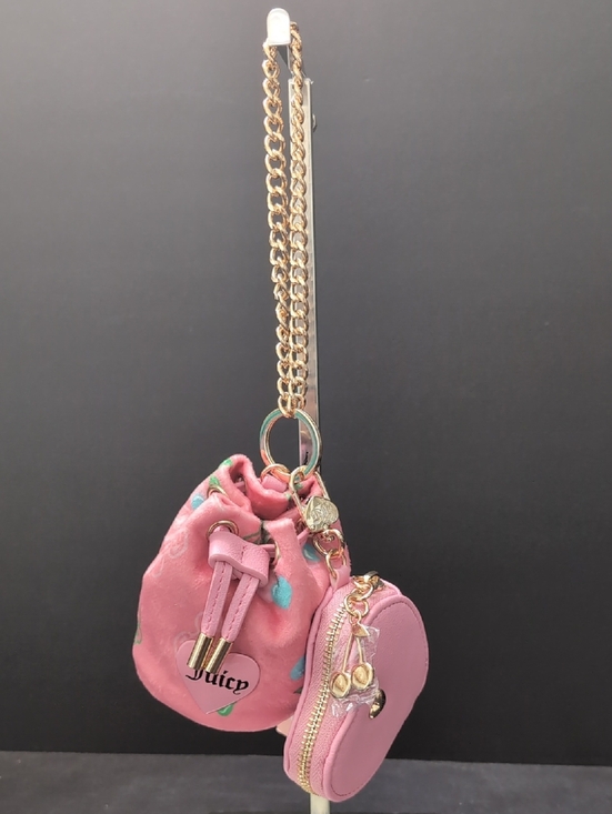 Juicy Couture Handbags - NWT,Juicy Couture Velour Micro Bag And Pouch Set In Pink with Cherry Print.